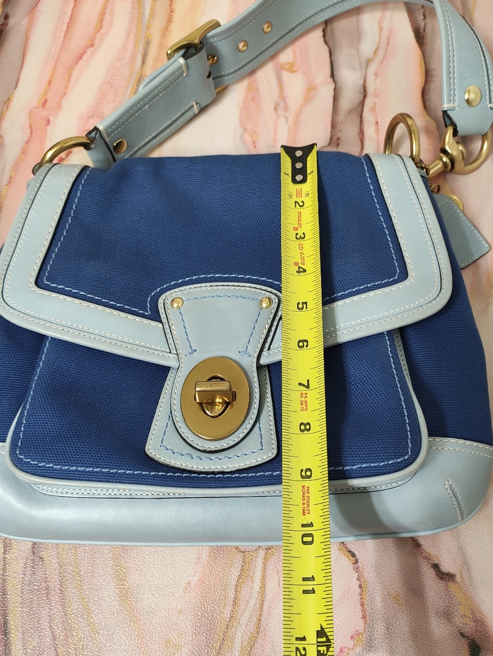Vintage Coach 10828 65th Annv Legacy Ali Slim Flap Bag Blue - Picture 9 of 14